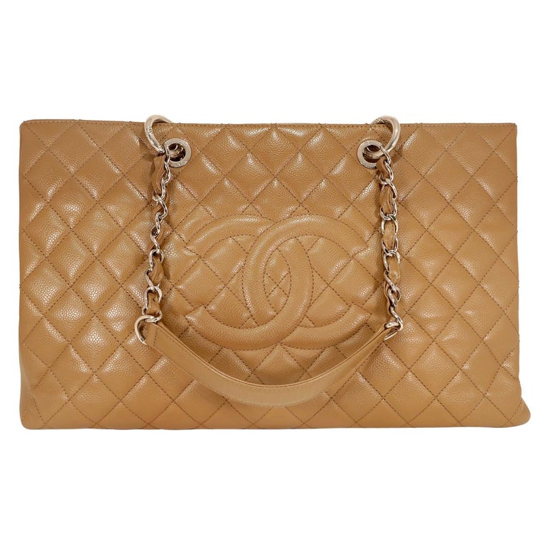 Chanel Camel Caviar Leather XL Grand Shopping Tote at 1stDibs