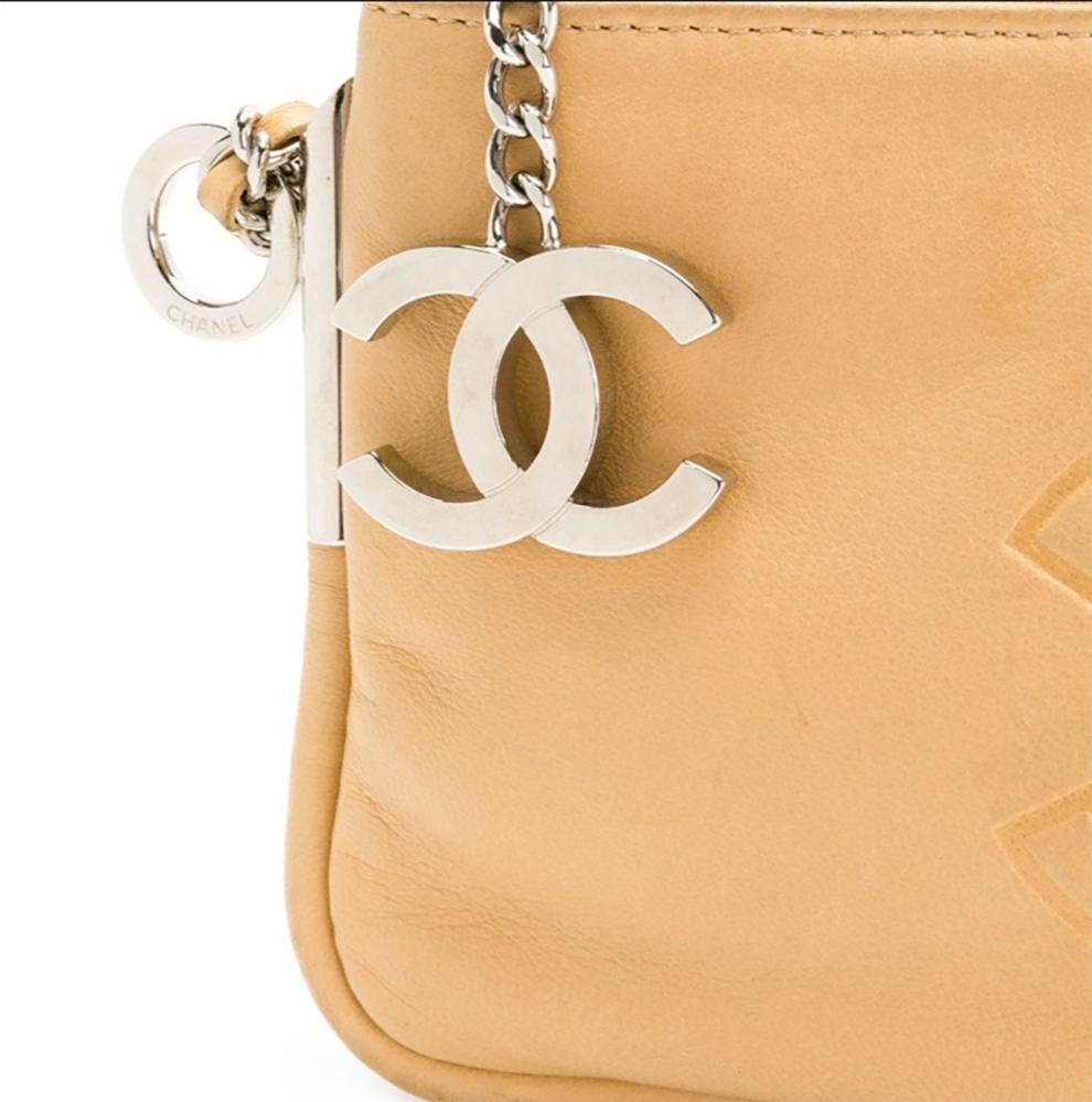 Chanel Camel Charms Baguette Leather Hand Bag In Excellent Condition In Paris, FR