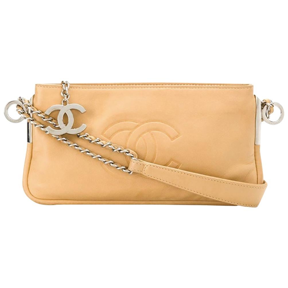 Chanel Camel Charms Baguette Leather Hand Bag