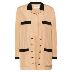 Retro  Chanel Camel Contrasting Silk Jacket
