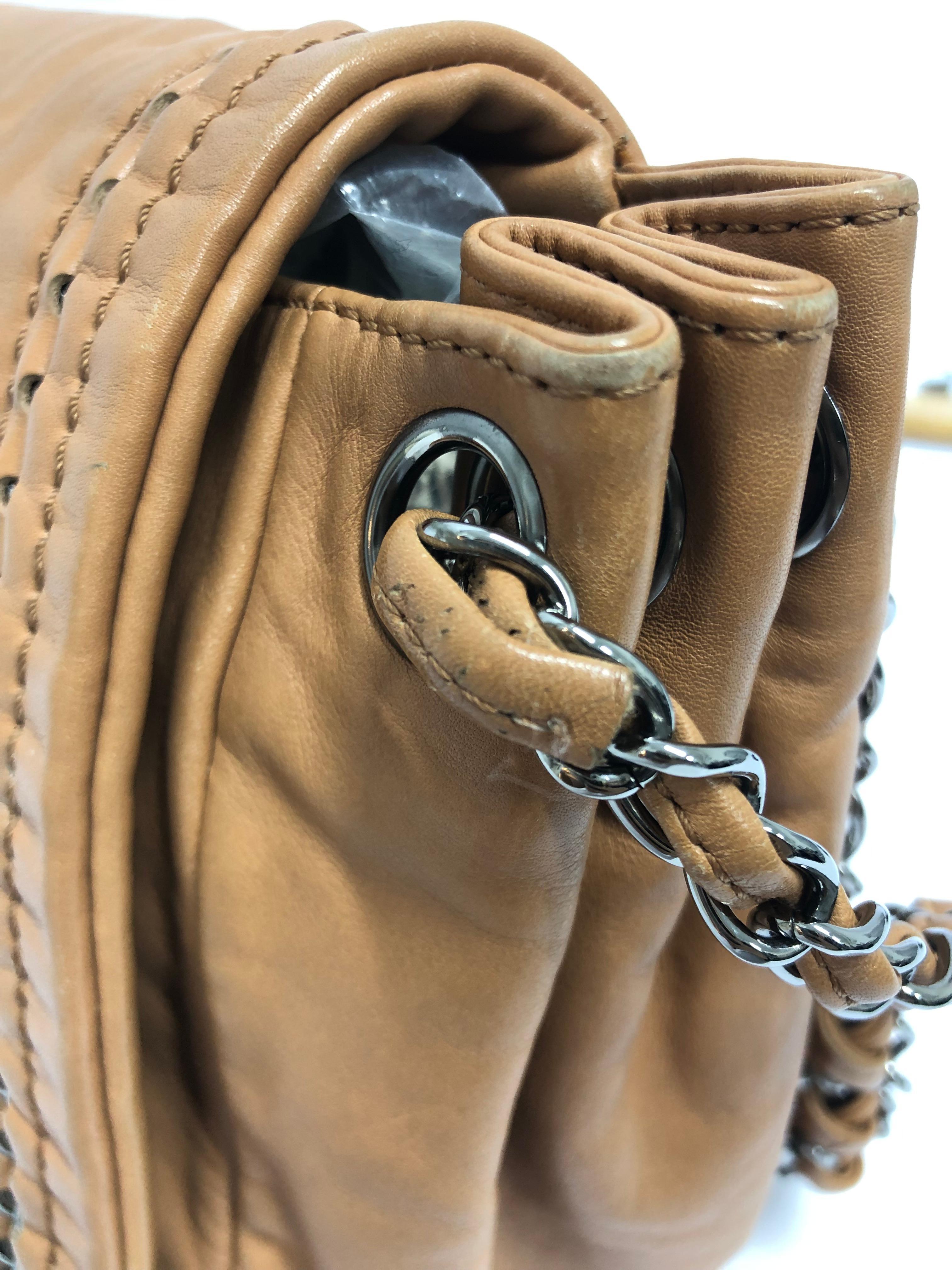 Chanel Camel Leather Accordion Shoulder Bag For Sale 9