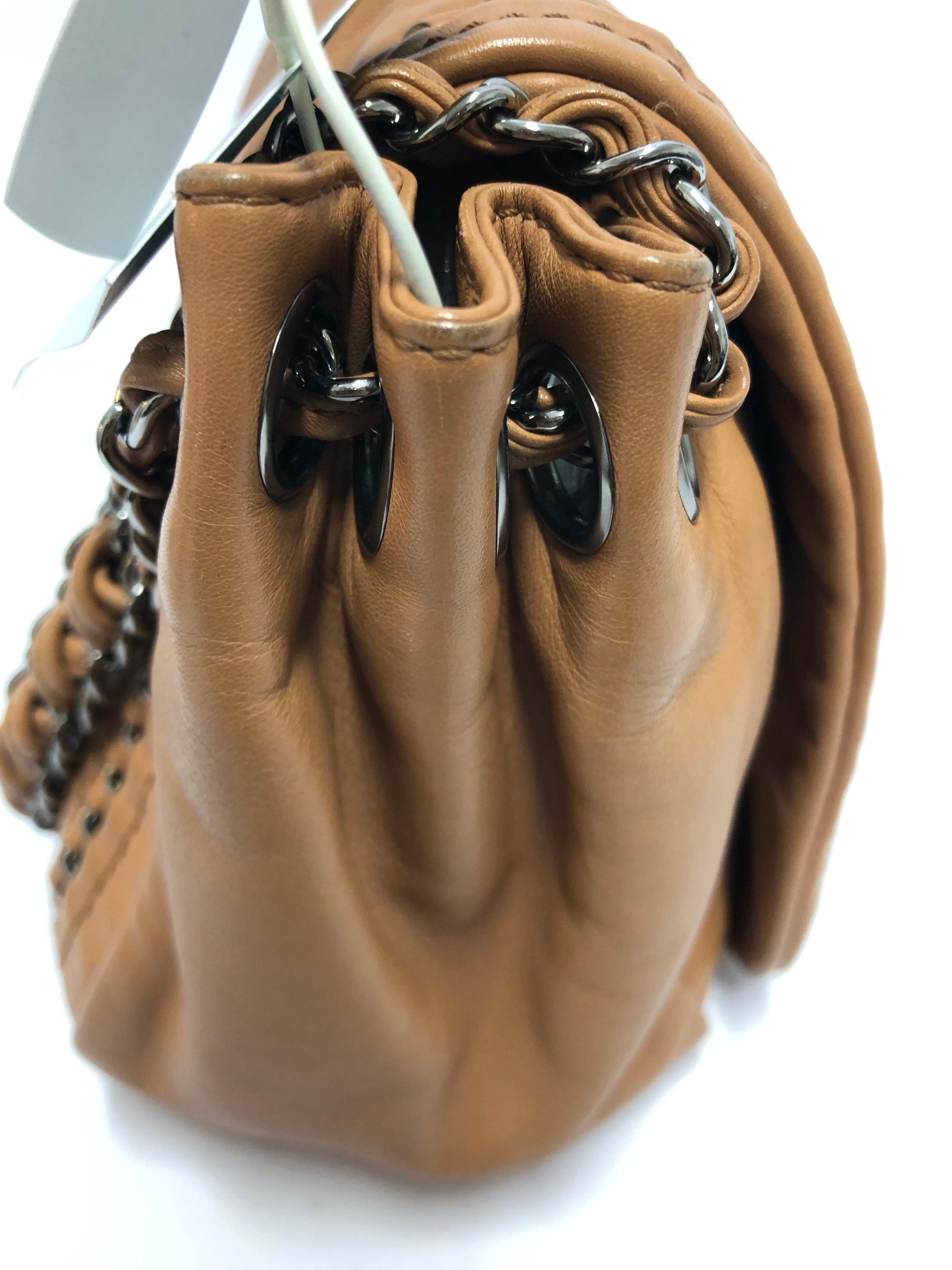 Chanel Camel Leather Accordion Shoulder Bag For Sale 10