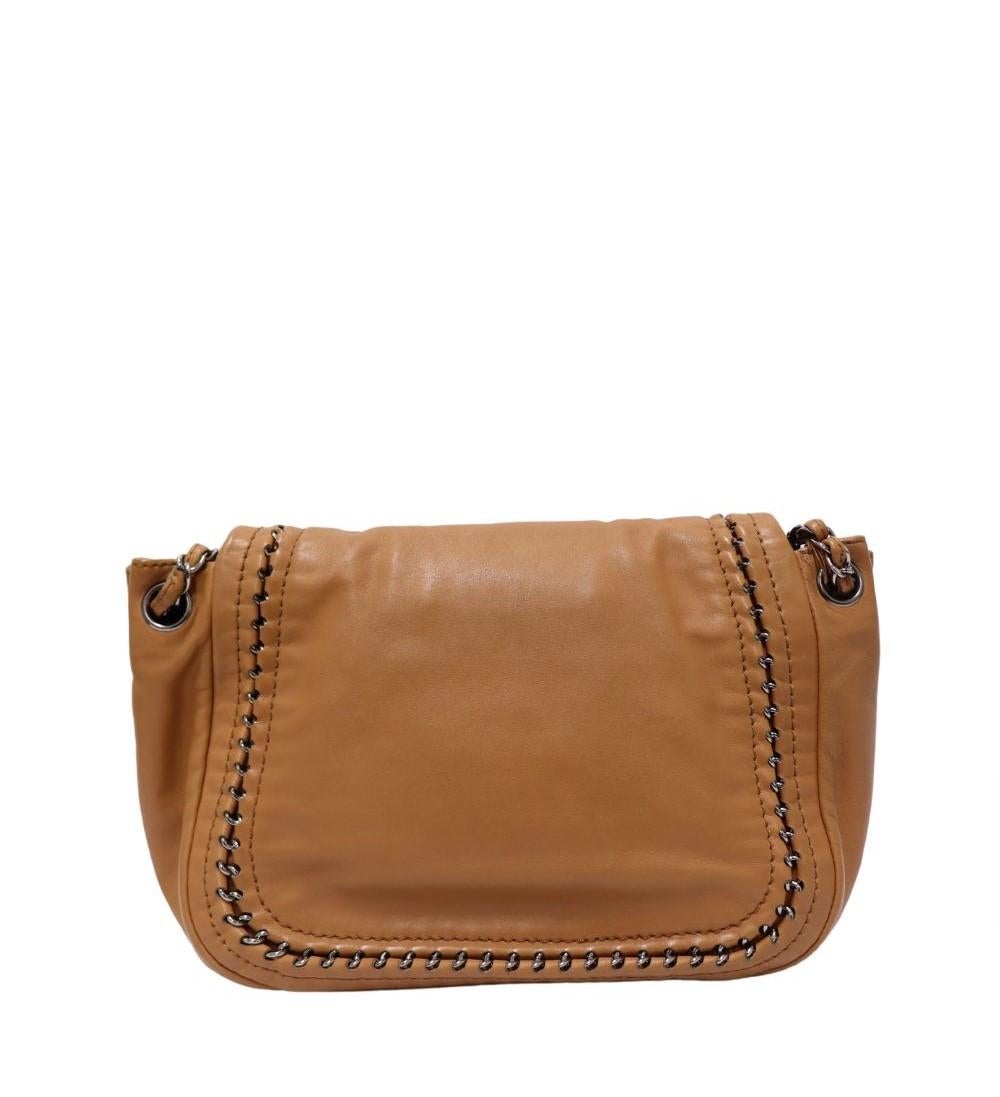 Chanel Camel Leather Accordion Shoulder Bag For Sale 12