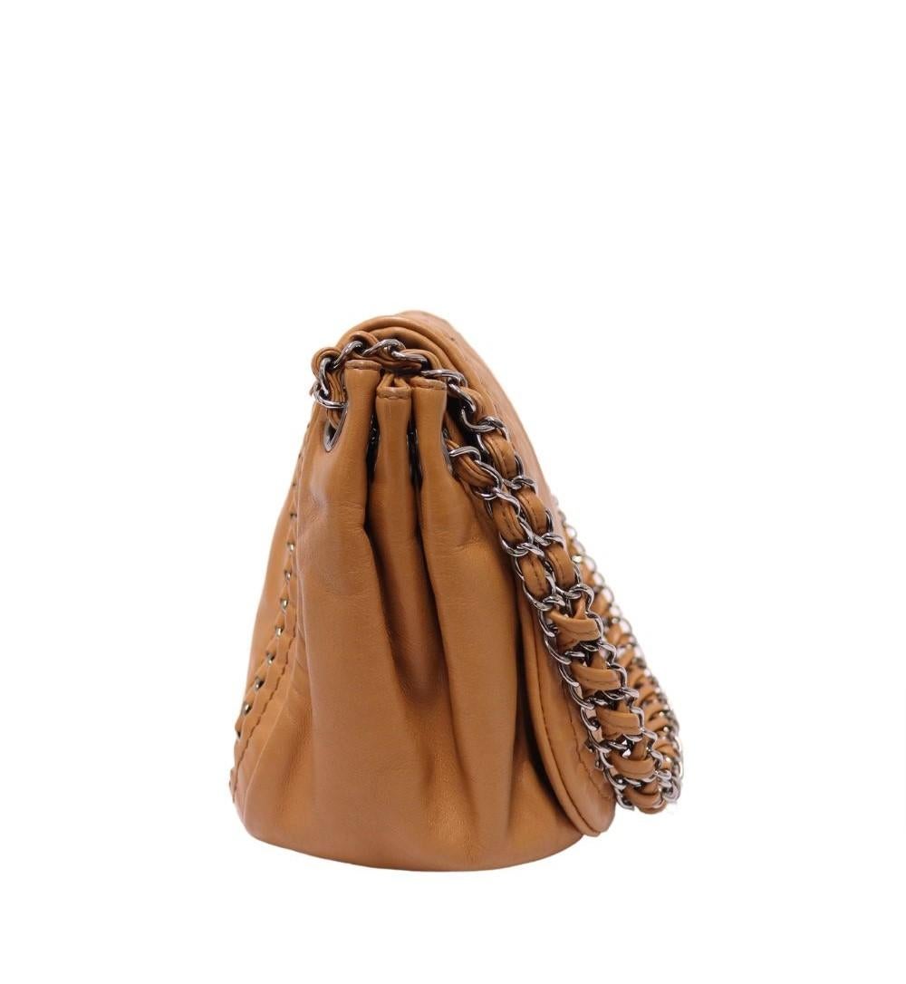 Chanel Camel Leather Accordion Shoulder Bag For Sale 1