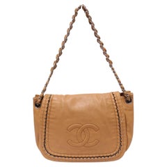 Used Chanel Camel Leather Accordion Shoulder Bag