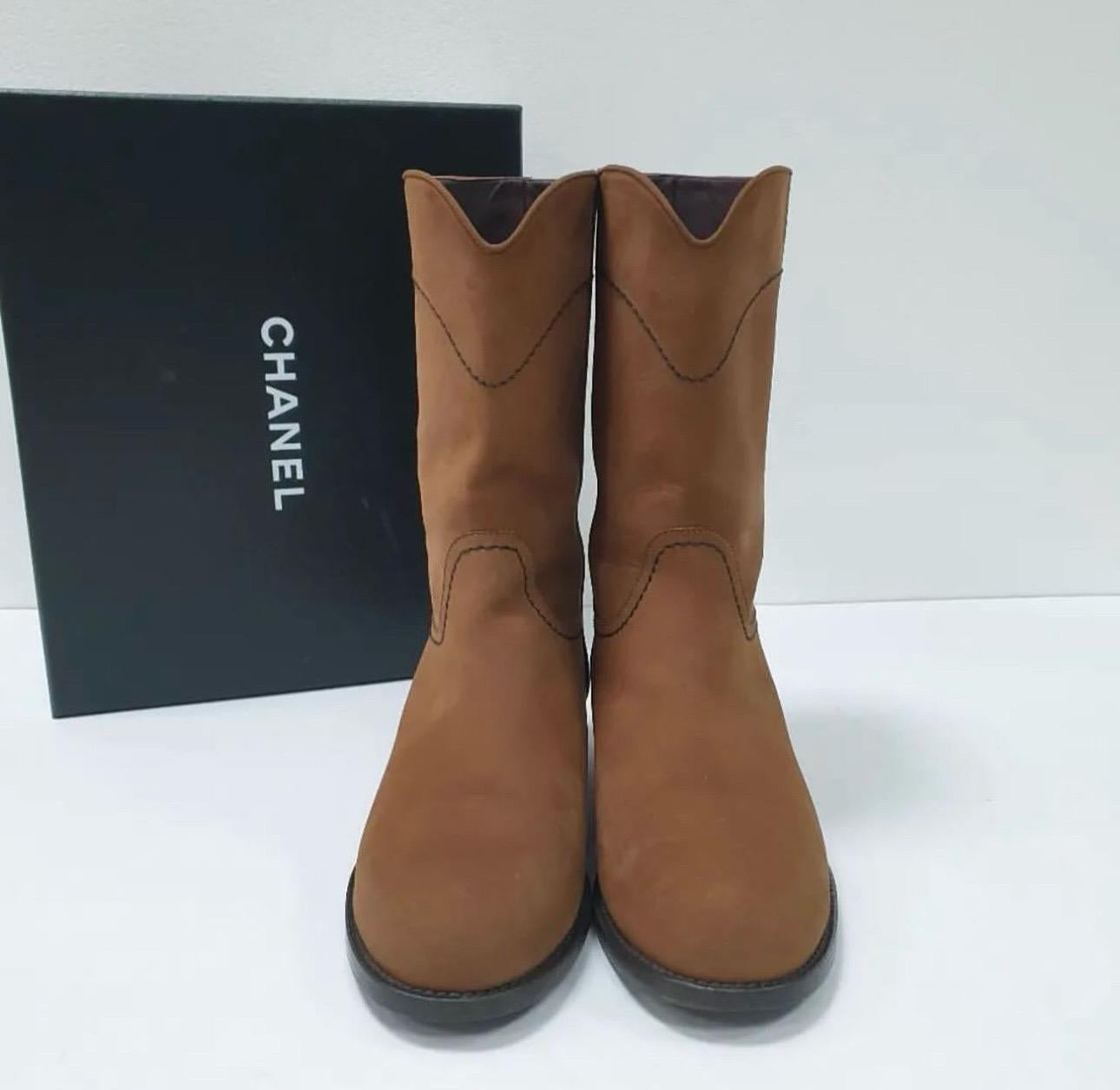 Chanel Camel Leather CC Mid Length Boots 1