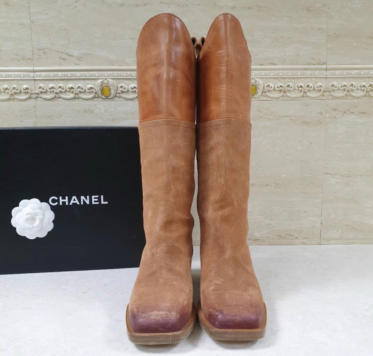 chanel camel boots