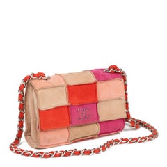 Chanel Camel, Red, Magenta & Rust Suede Rhinestone Vintage Micro Single Flap Bag