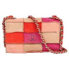 Chanel Camel, Red, Magenta & Rust Suede Rhinestone Vintage Micro Single Flap Bag