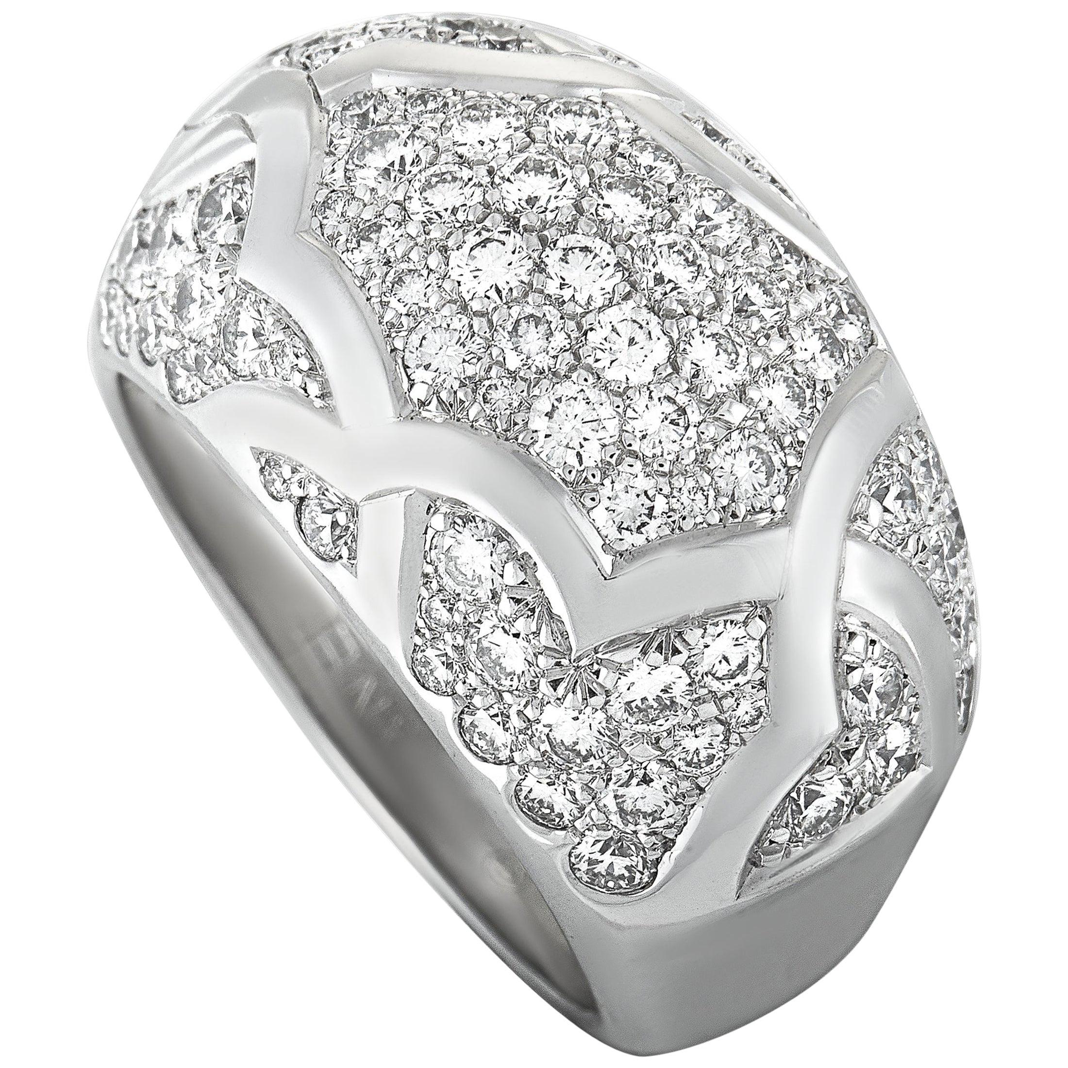 Chanel Camélia 1.75 Carat Diamond Pave 18 Karat White Gold Band Ring