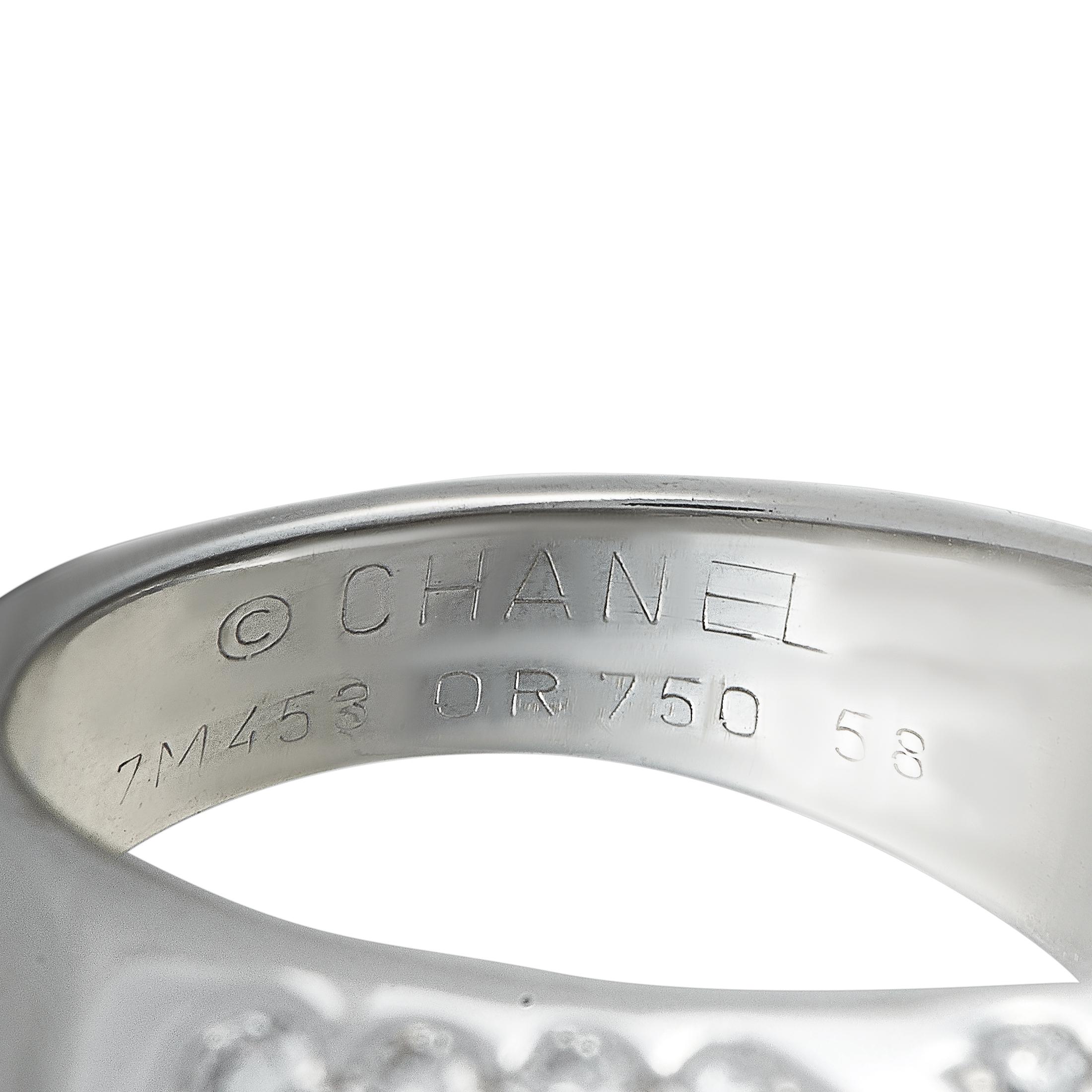 Chanel Camélia 1.75 Carat Diamond Pave 18 Karat White Gold Band Ring 1