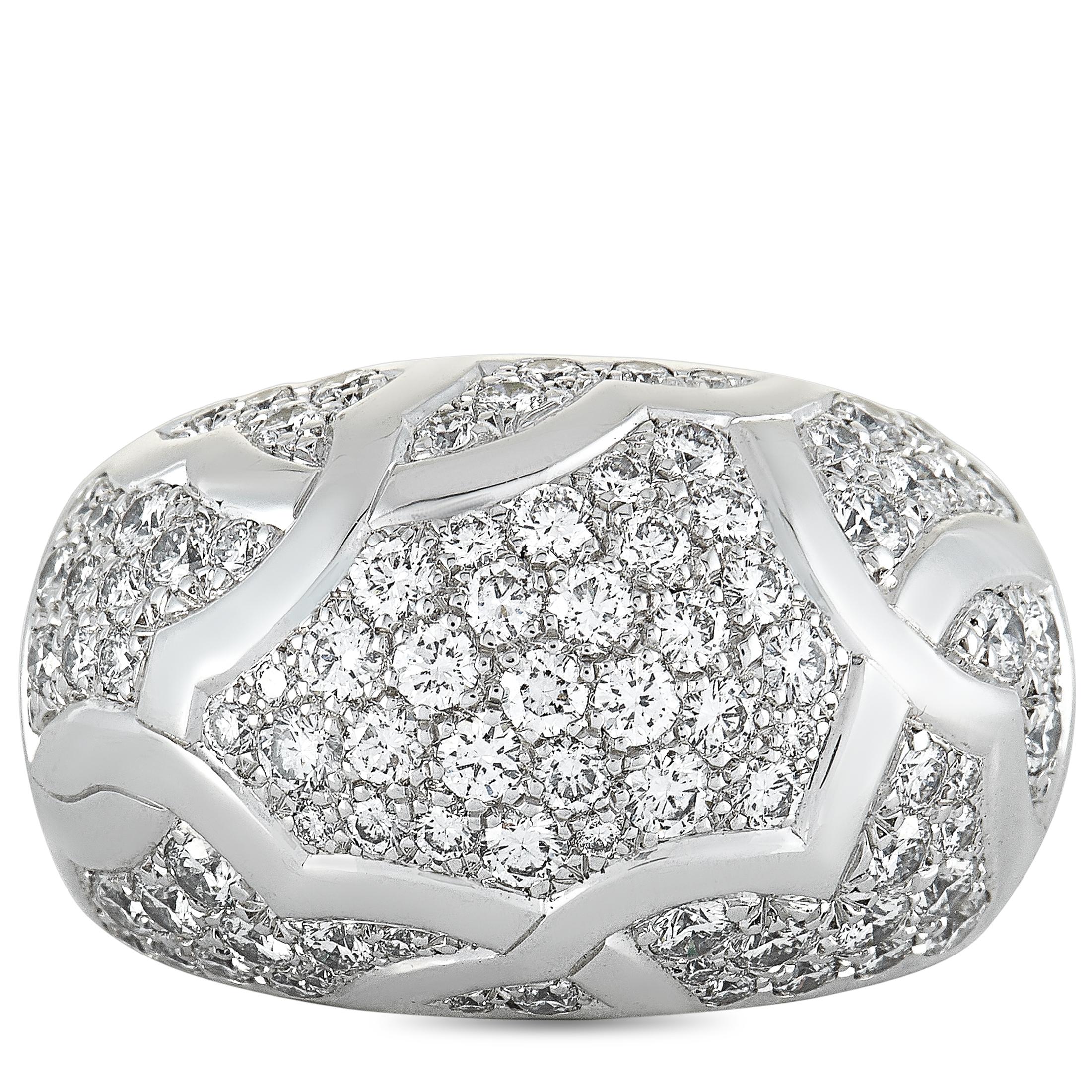 Chanel Camélia 1.75 Carat Diamond Pave 18 Karat White Gold Band Ring 2