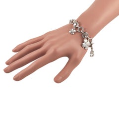 Chanel Camelia 18K White Gold Four Charm Bracelet
