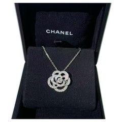 CHANEL CAMÉLIA 18K White Gold Full Pavé Diamond Necklace