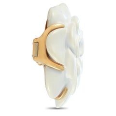 Chanel Camélia 18 Karat Yellow Gold Ceramic Large Camellia Brooch
