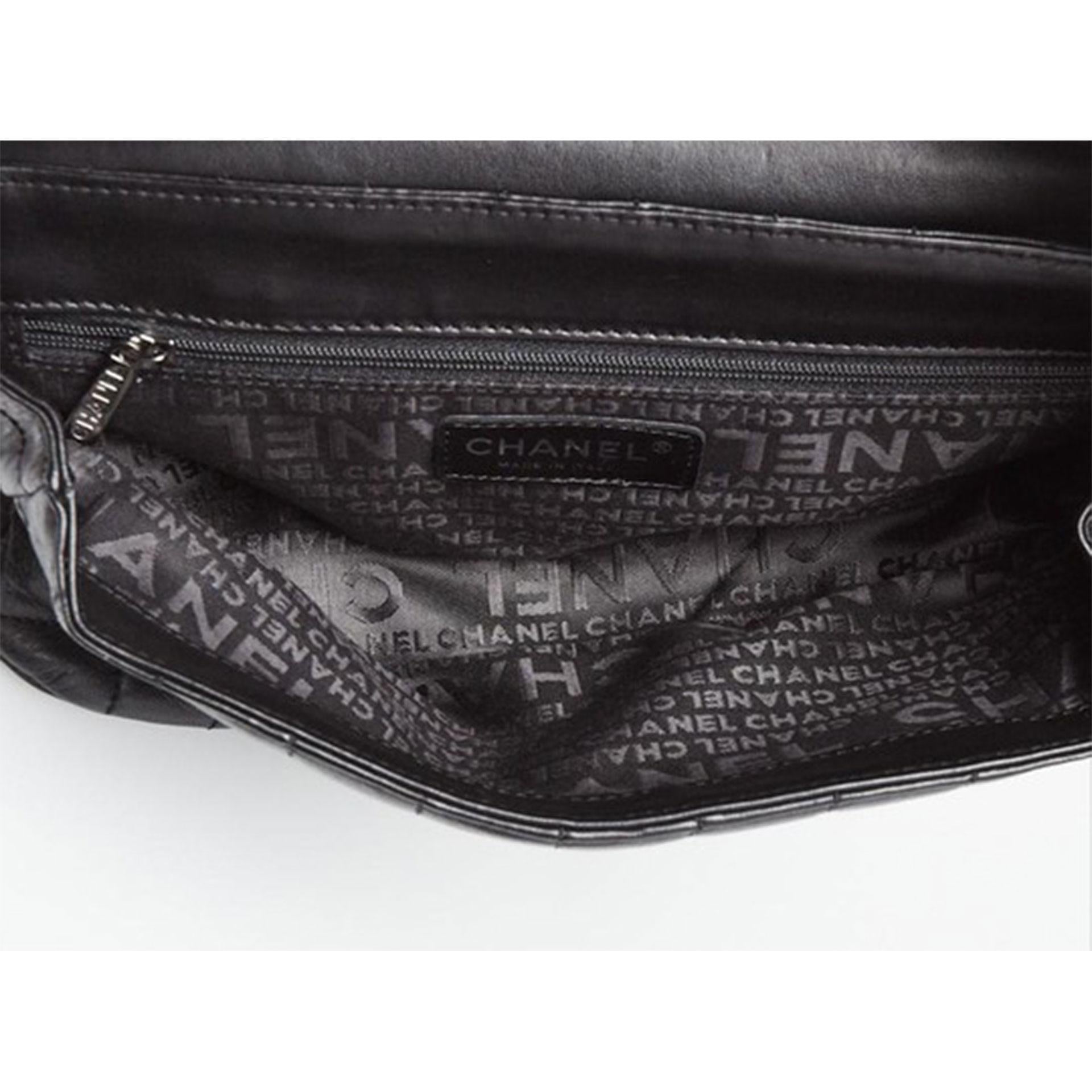 Chanel Camelia 5 Black on Black Lambskin Flap Bag For Sale 8
