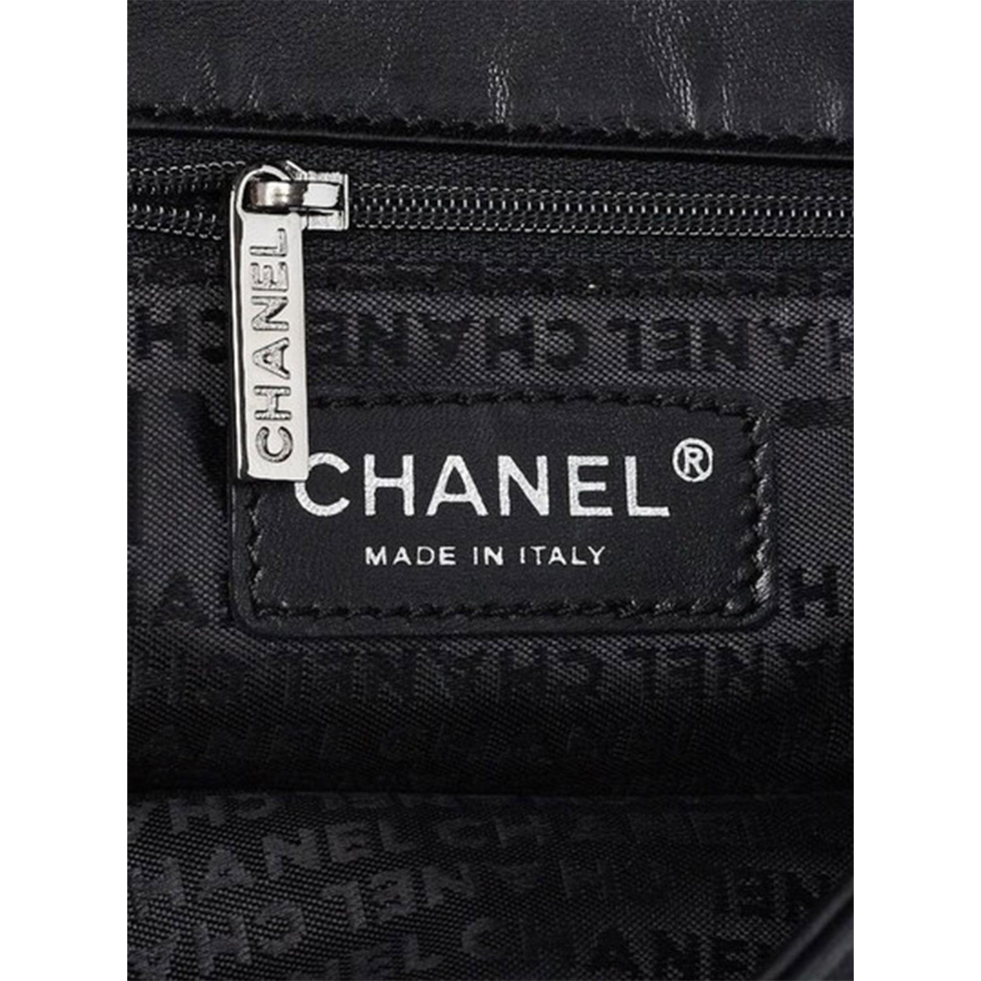 Chanel Camelia 5 Black on Black Lambskin Flap Bag For Sale 9