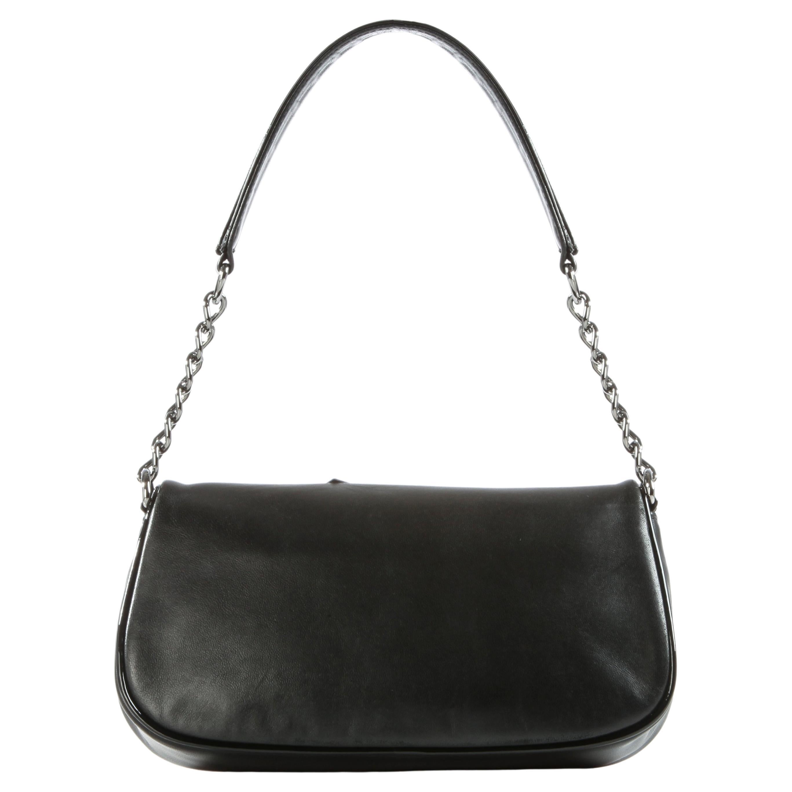 Chanel Camelia 5 Black on Black Lambskin Flap Bag For Sale 2
