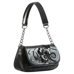 Chanel Camelia 5 Black on Black Lambskin Flap Bag