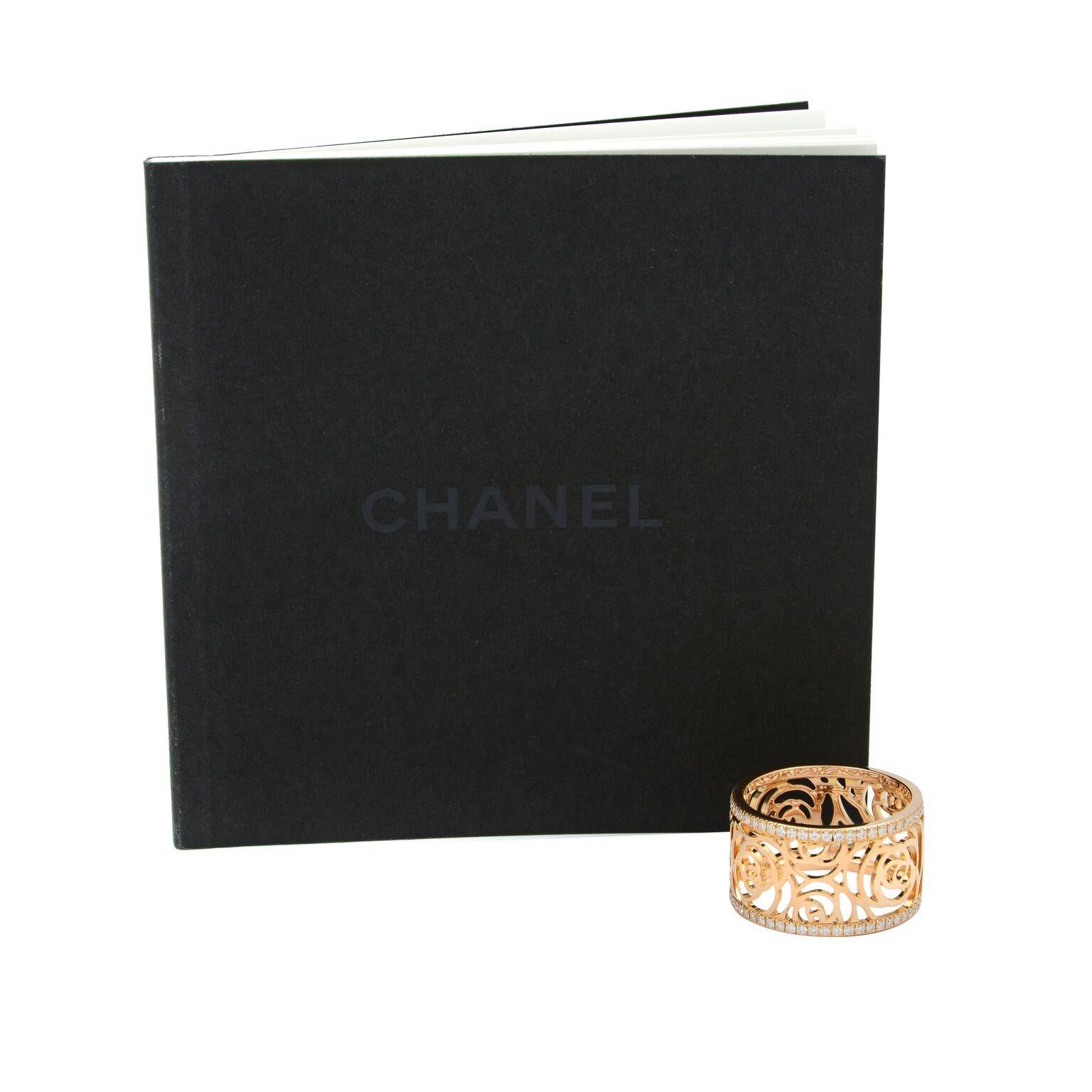 chanel camellia ring rose gold