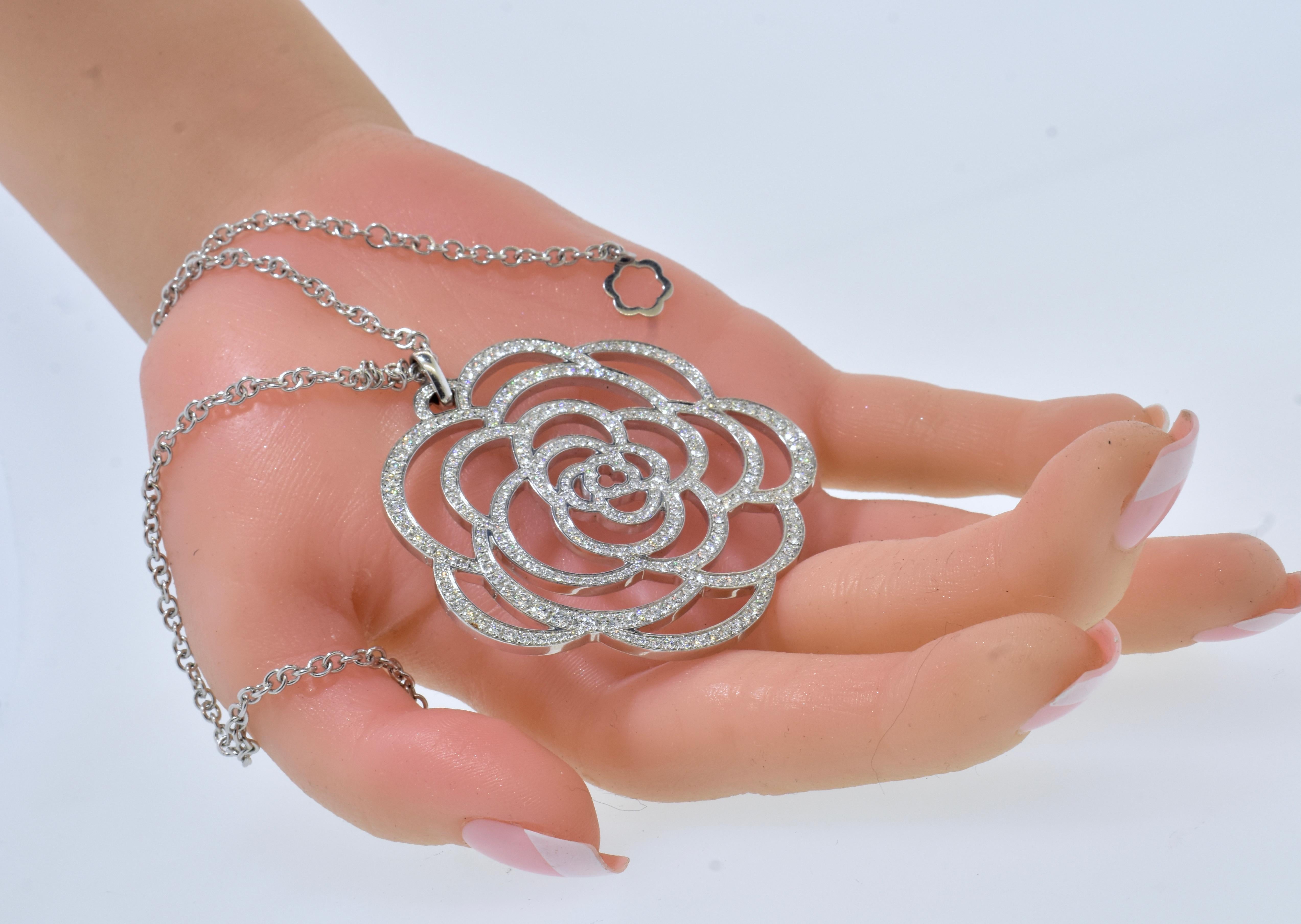 Chanel Camelia Ajoure Large Diamond Pendant, French. 1