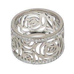 Chanel Camelia Ajoure White Gold and Diamond Ring