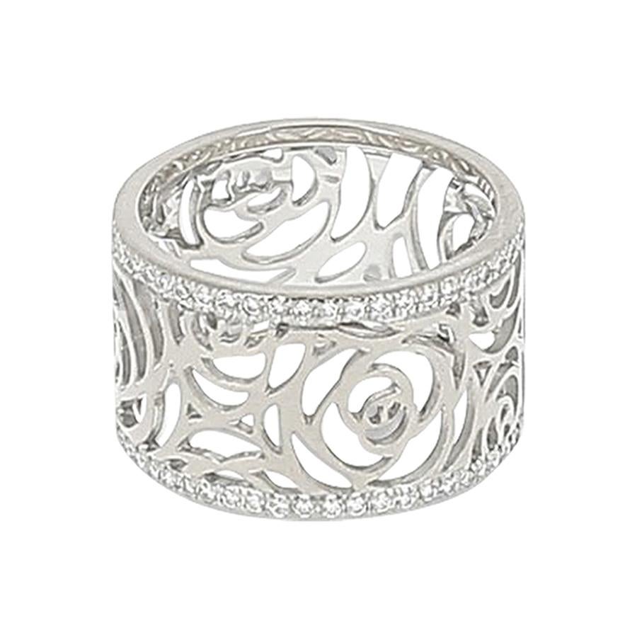 Chanel Camelia Ajoure White Gold and Diamond Ring