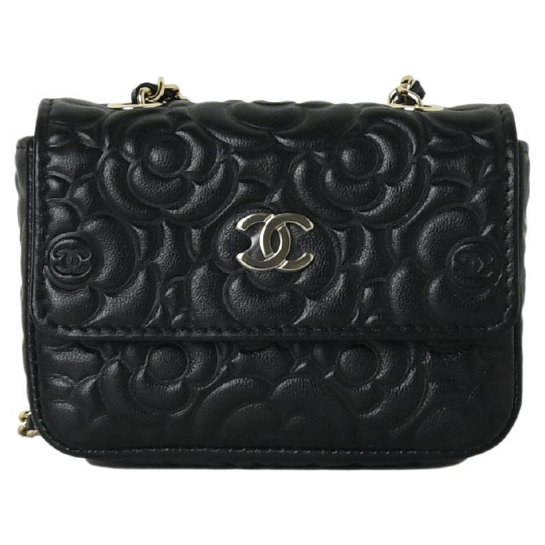 Chanel Camelia Belt Bag Gold-Tone Metal Black For Sale