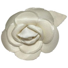 CHANEL Camelia Brooch in Ivory Fabric