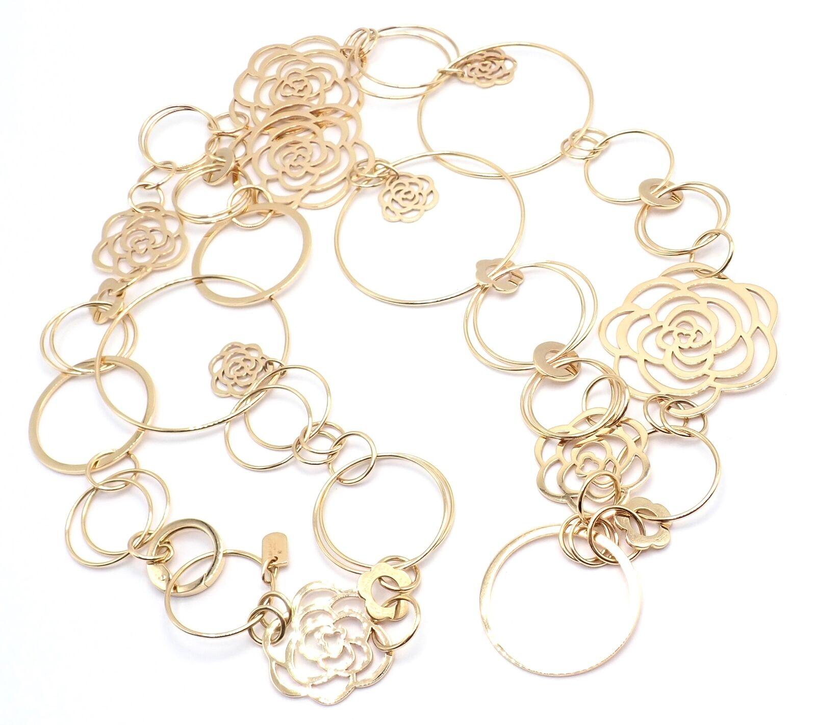 Chanel Camélia Camellia Sautoir Flower Large Version Yellow Gold Link Necklace In Excellent Condition For Sale In Holland, PA