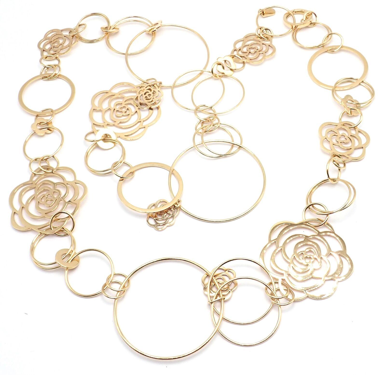 Chanel Camélia Camellia Sautoir Flower Large Version Yellow Gold Link Necklace For Sale 1
