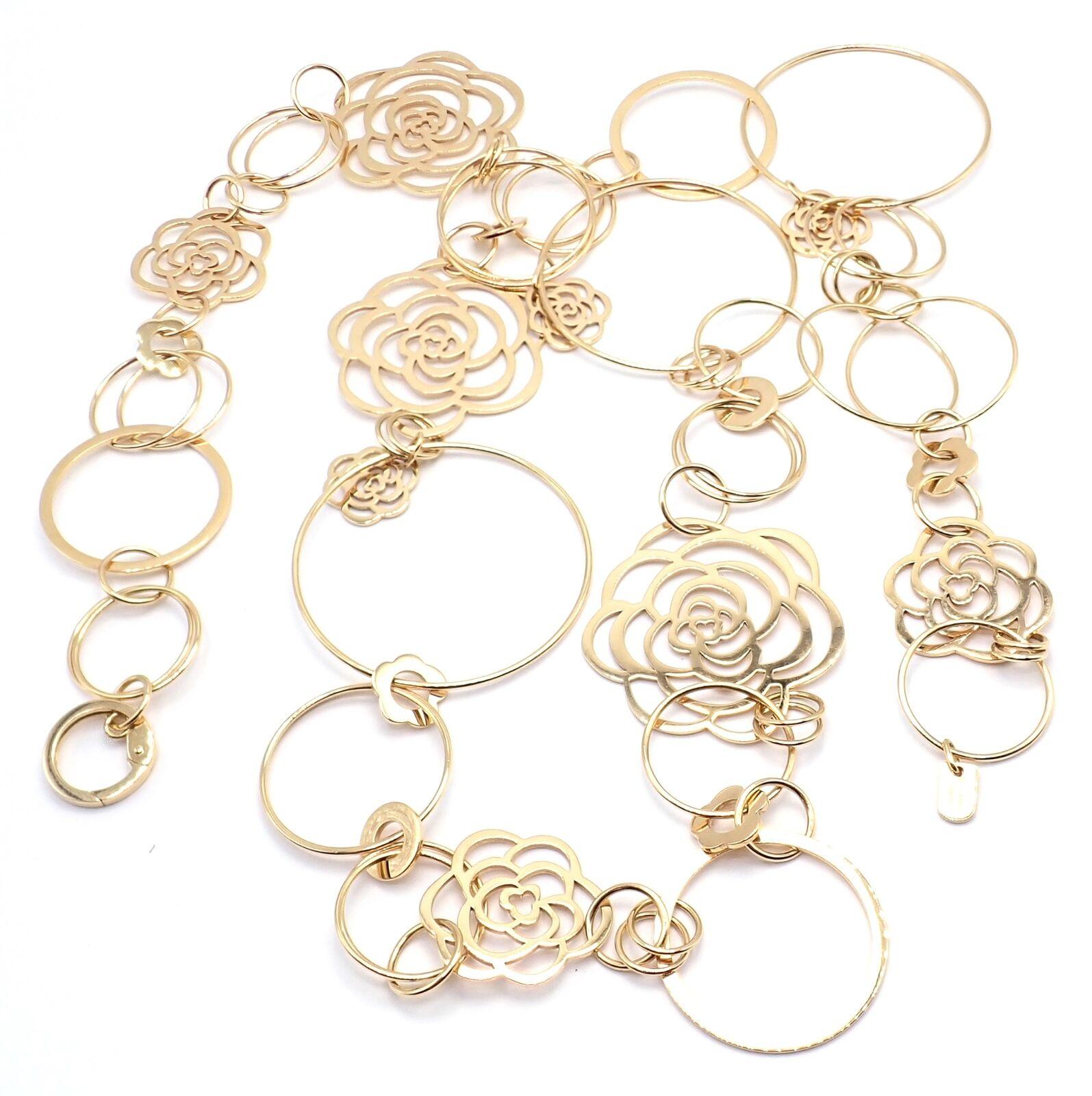 Chanel Camélia Camellia Sautoir Flower Large Version Yellow Gold Link Necklace For Sale 3