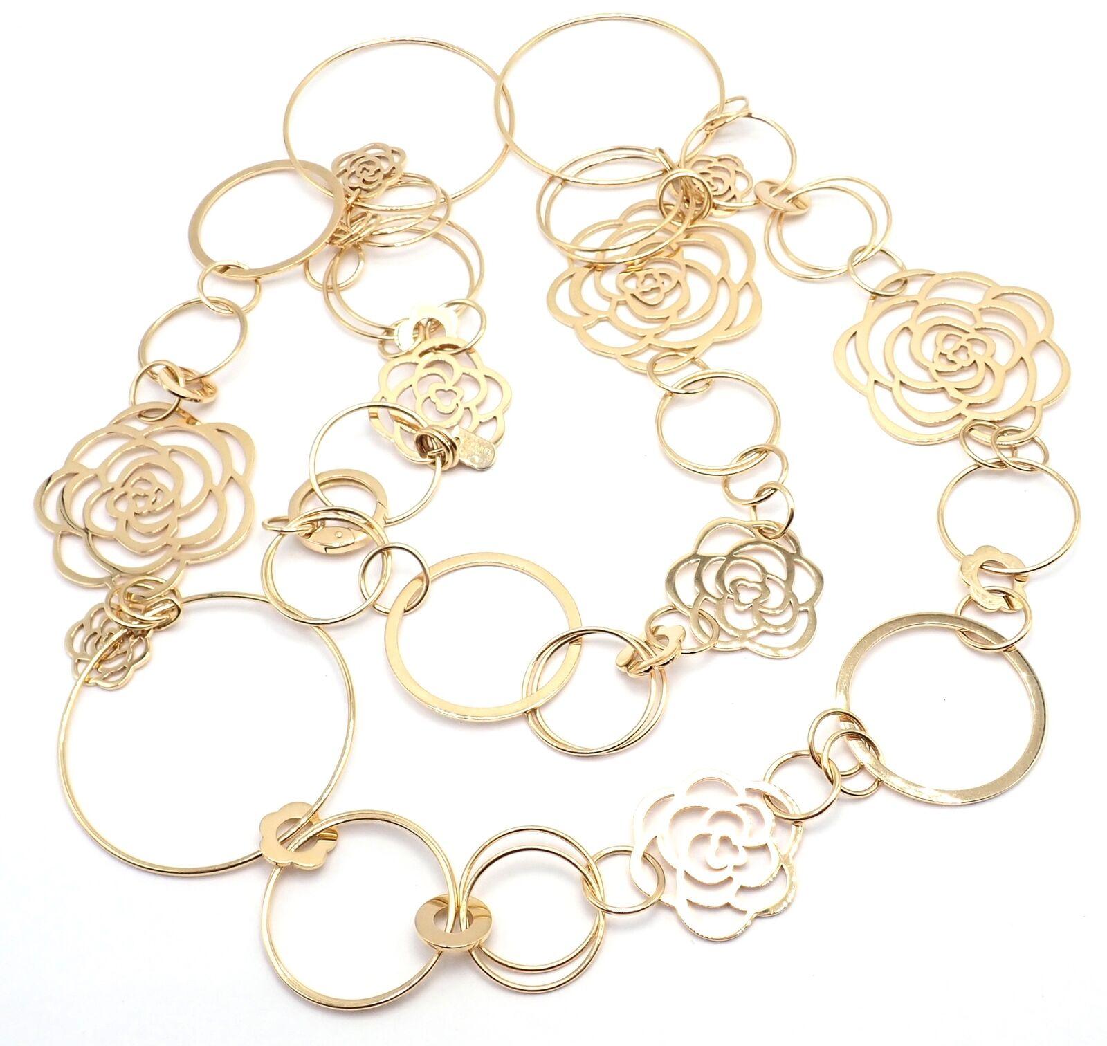 Chanel Camélia Camellia Sautoir Flower Large Version Yellow Gold Link Necklace For Sale 5