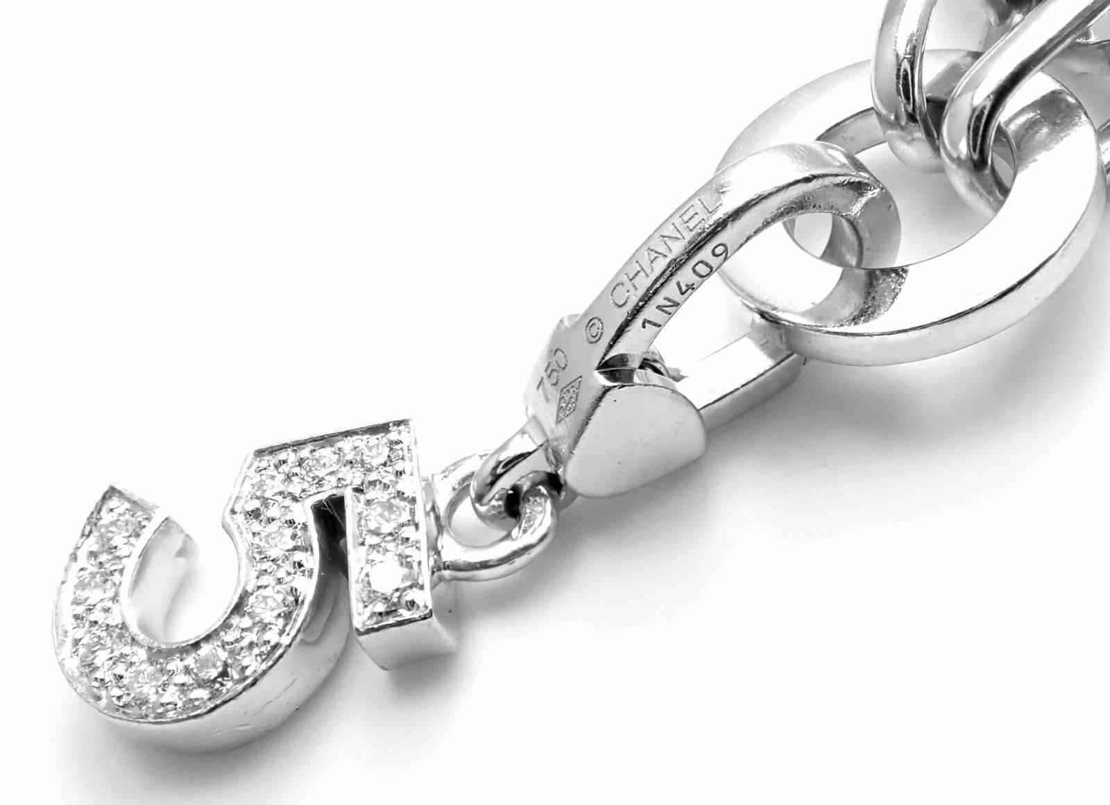 Chanel Camelia Camélia Five Diamond Charm White Gold Link Bracelet 2