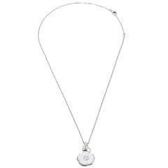 Chanel Halskette mit Blumenanhänger, Kamelie Keramik Diamant 18k Weißgold