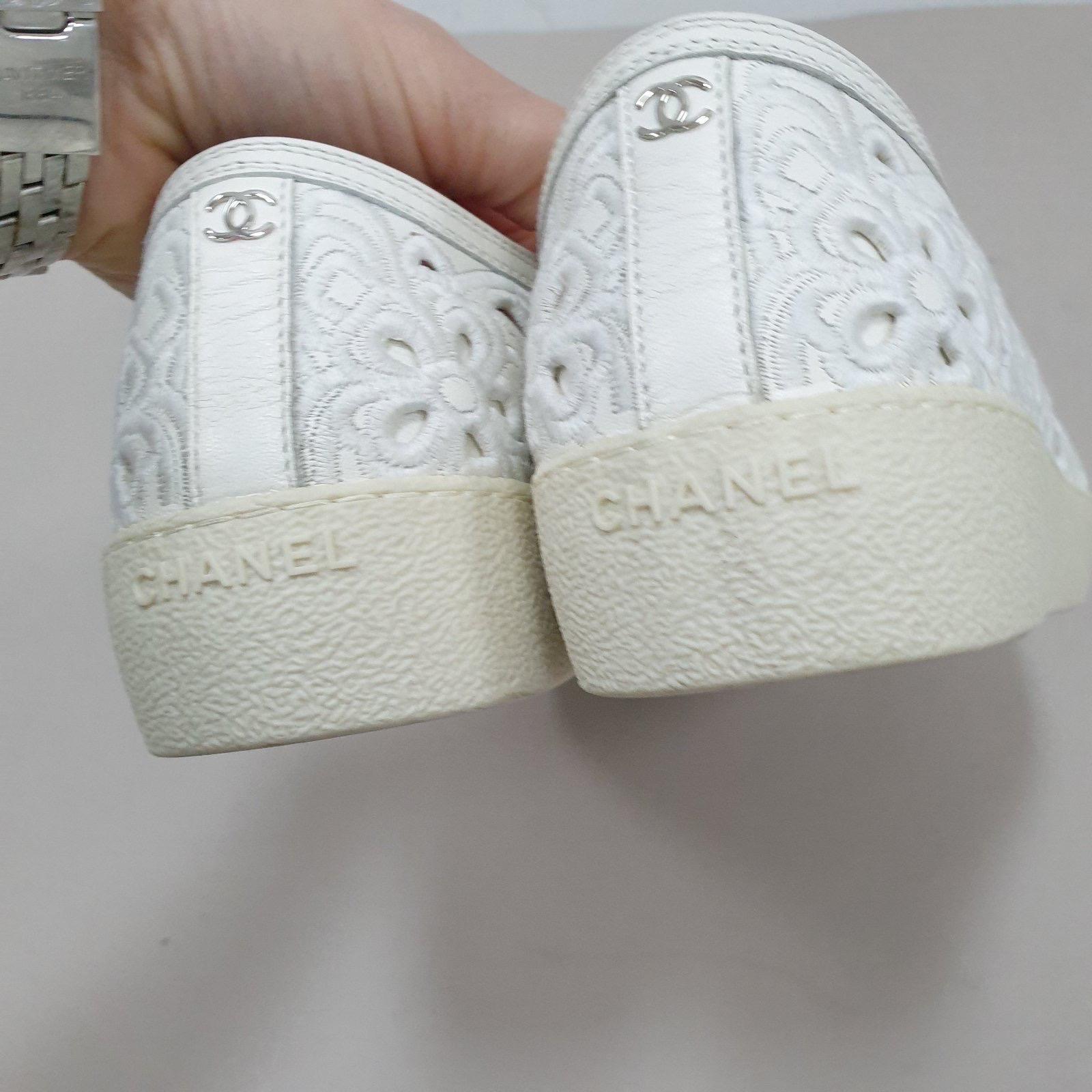 Chanel Camelia Cut Leather Trainers Sneakers   4