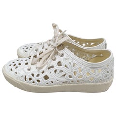 Chanel Camelia Cut Leather Trainers Sneakers