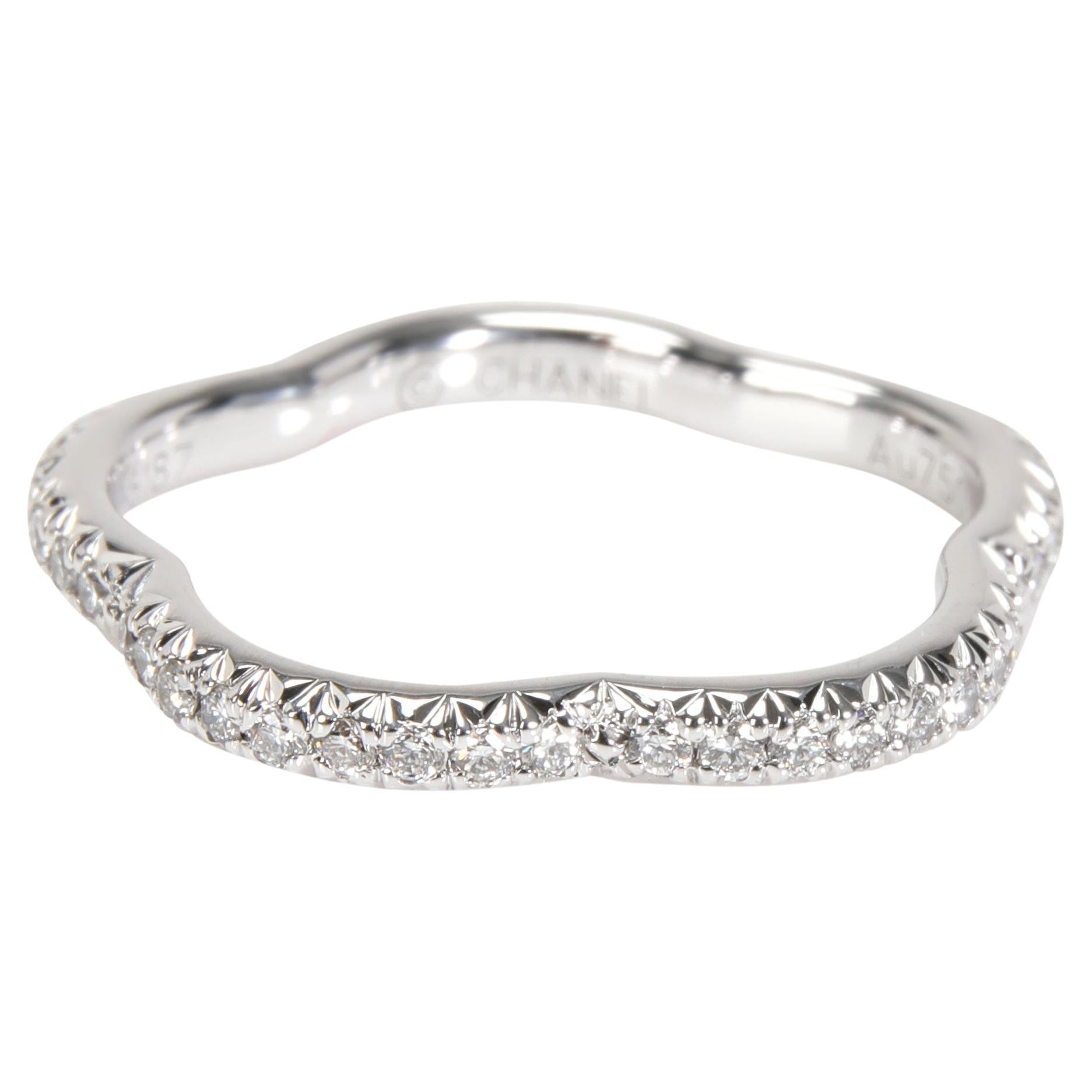 Chanel Camelia Diamond Wedding Band in 18K White Gold 0.23 CTW