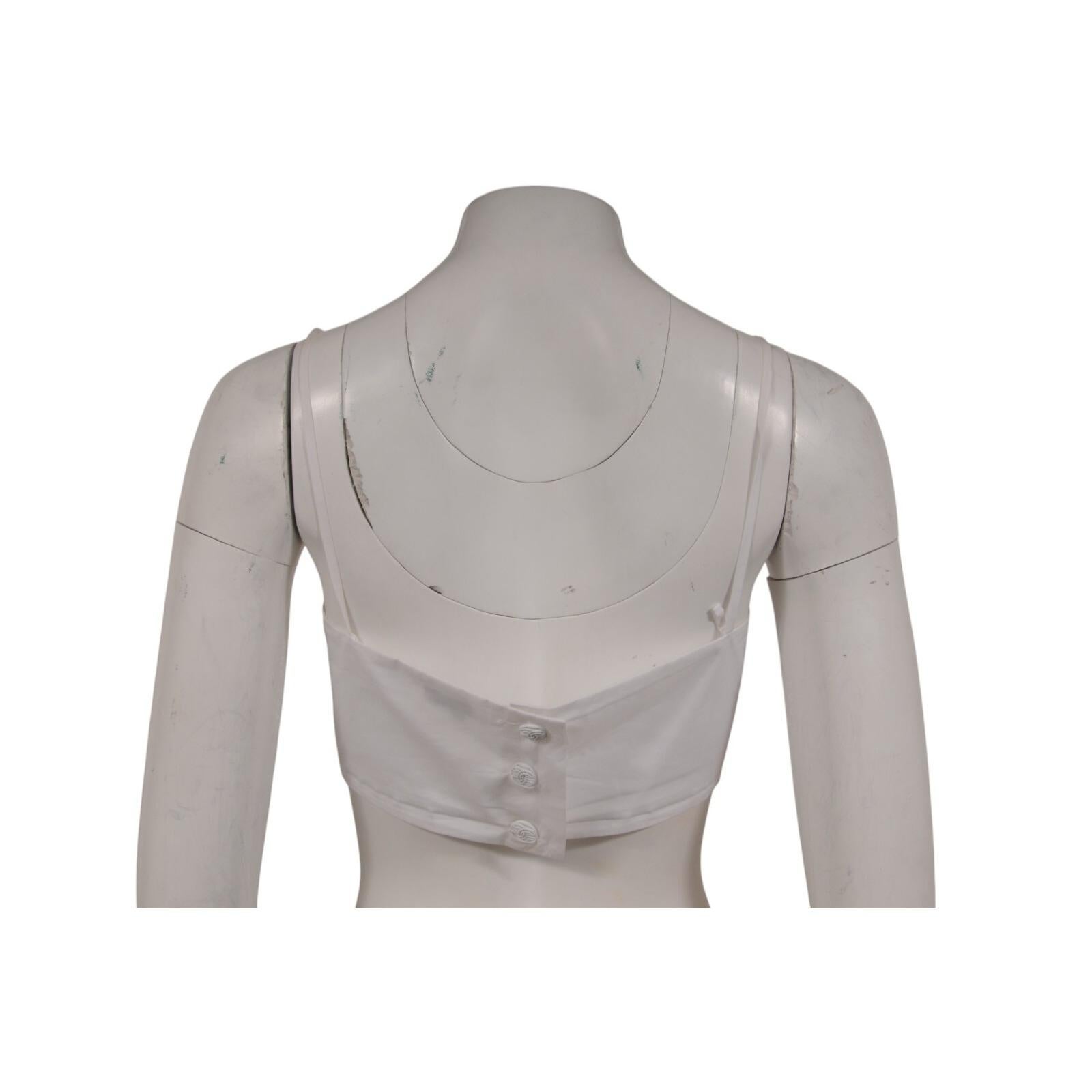 Gris Chanel - Top pour corset avec nœud et épingle à fleur Taille FR 40 Blanc CC Logo Coton en vente