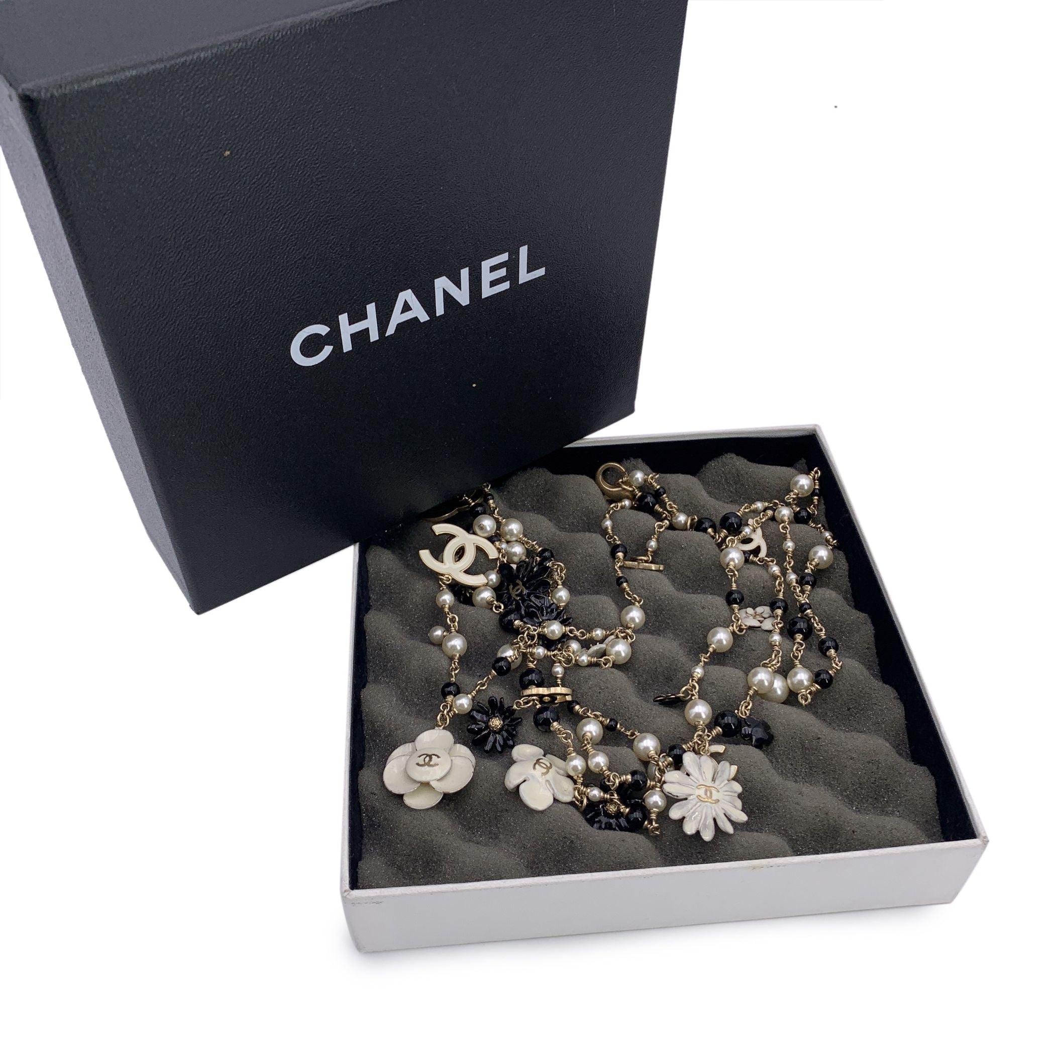 Chanel Camelia Flowers and CC Logos Long Multi Strand Necklace 1