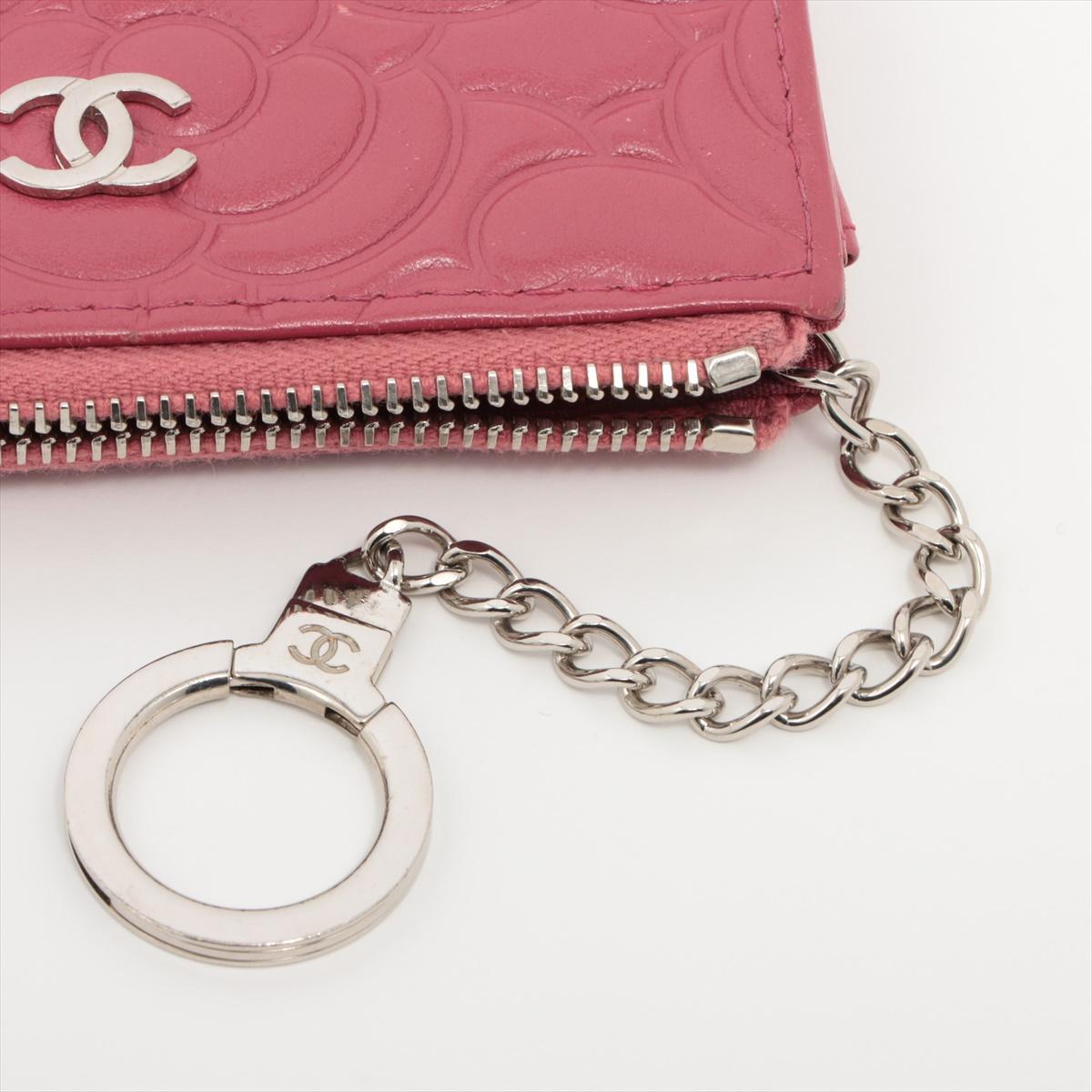 Chanel Camelia Leather Coin Case Fushcia For Sale 2
