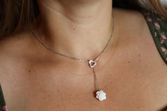 Chanel Camelia Necklace. Genuine CHANEL 18k 750 Camelia Chalcedony Drop Pendant.