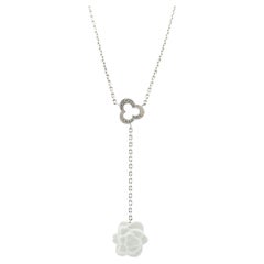 Chanel Camelia Necklace. Genuine CHANEL 18k 750 Camelia Chalcedony Drop Pendant.