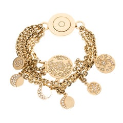 Chanel Camelia No 5 Yellow Gold And Diamond Charm Bracelet