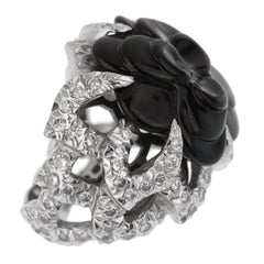 Chanel Camelia Onyx Diamond White Gold Ring