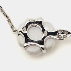 Chanel Camélia Sculpté White Agate Inlay Diamond 18k White Gold Bracelet