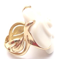 Chanel Camelia White Agate Gold Large Flower Ring