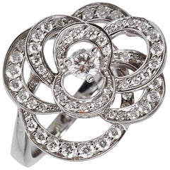 Chanel Camelia White Gold Diamond Cocktail Ring