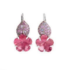 Chanel Camelias Aquatiques Tourmalines Pink-Violet Sapphires Gold Earrings