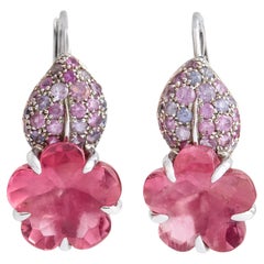 Orecchini Chanel Camelias Aquatiques Tormaline Rosa-Viola Zaffiri Oro